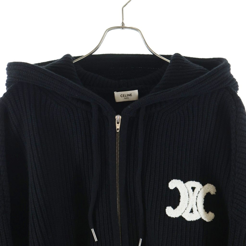 CELINE (セリーヌ) Triomphe Zip Up Knit Hoodie トリオンフ ジップ