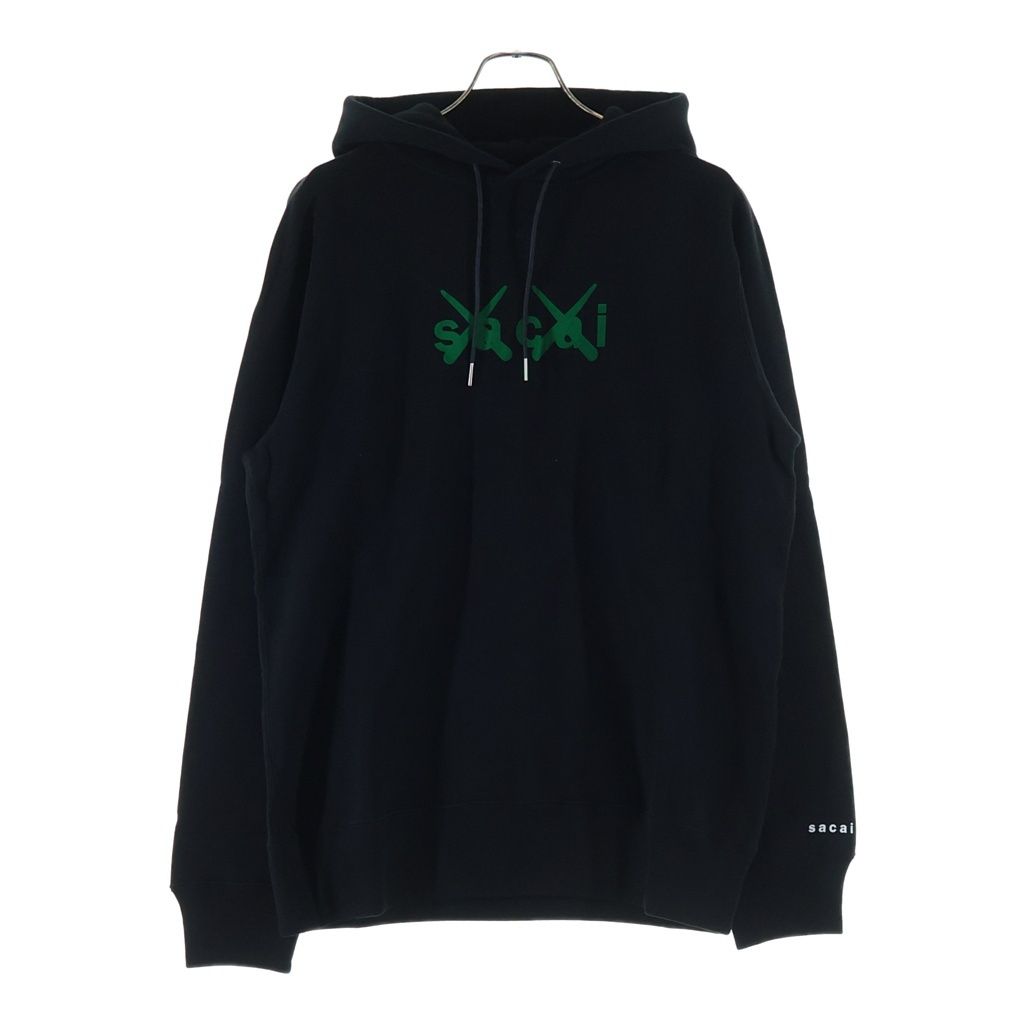 Sacai (サカイ) 21AW ×KAWS FLOCK PRINT HOODIE カウズ フロックプリント コットン プルオーバーフーディー パーカー ホワイト 21-0286S