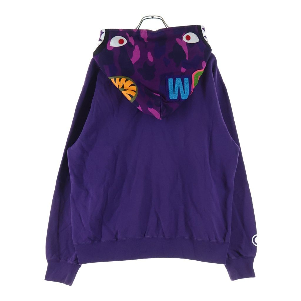A BATHING APE (アベイシングエイプ) 90-00S OLD SHARK FULL ZIP HOODIE フランケンタグ シャーク スウェット フルジップアップパーカー フーディ パープル