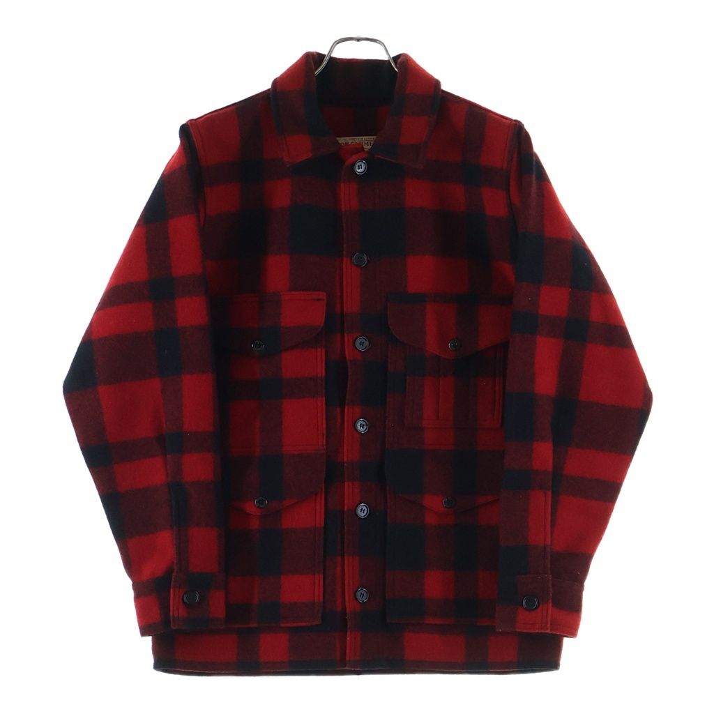 NO BRAND (ノーブランド) FIRSON GARMENT フィルソン ガーメント シングルマッキーノ クルーザー チェック柄 マルチポケットデザイン ウール ジャケット レッド