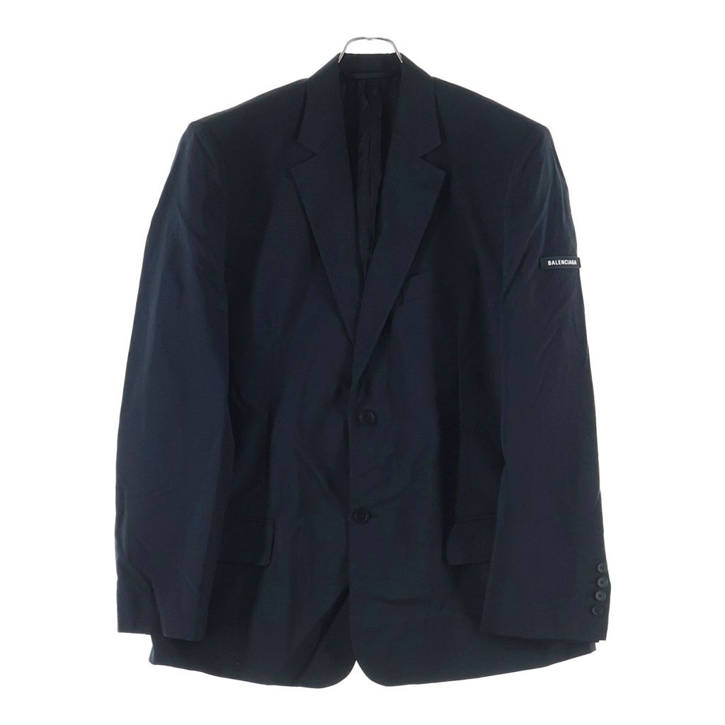 BALENCIAGA (バレンシアガ) NYLON OVERSIZE BLAZER ナイロン オーバーサイズブレザー テーラードジャケット ネイビー 792845