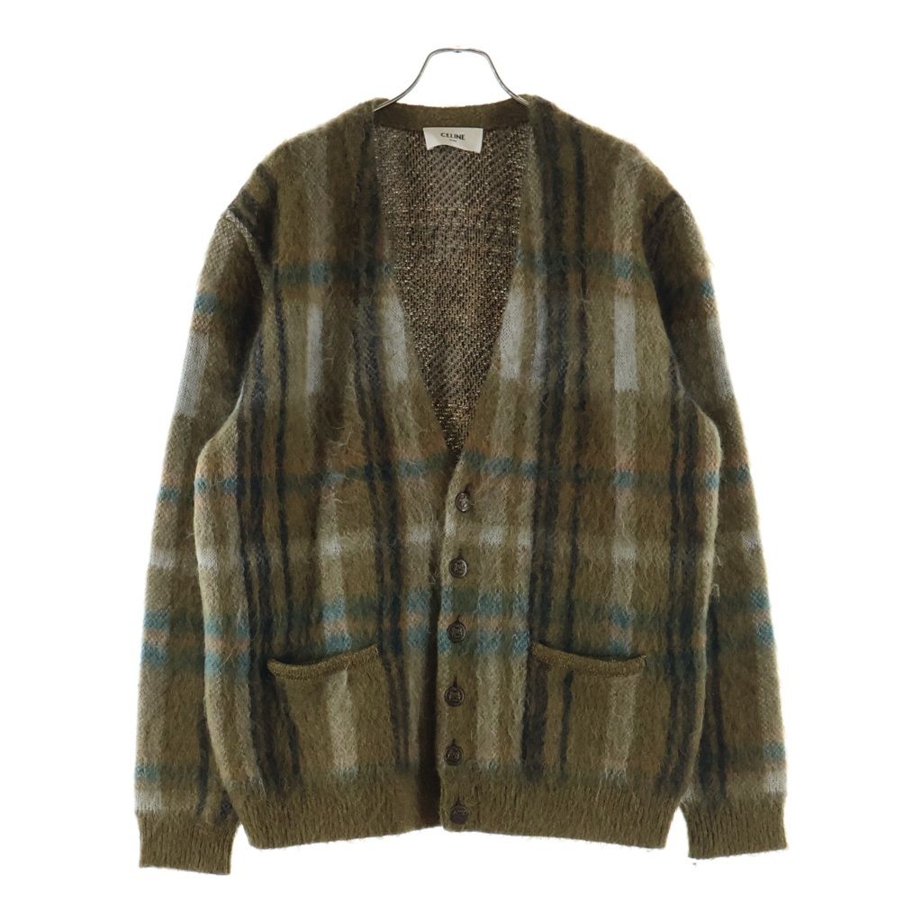 CELINE (セリーヌ) 20AW BRUSHED MOHAIR CHECK CARDIGAN ブラッシュドモヘア チェックカーディガン グリーン 2A32J204L 57,745円