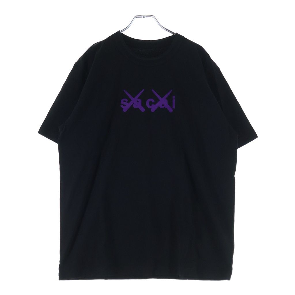 Sacai (サカイ) 21AW ×KAWS FLOCK PRINT T-SHIRT カウズ フロックプリント コットン クルーネックTシャツ カットソー ブラック 21-0288S