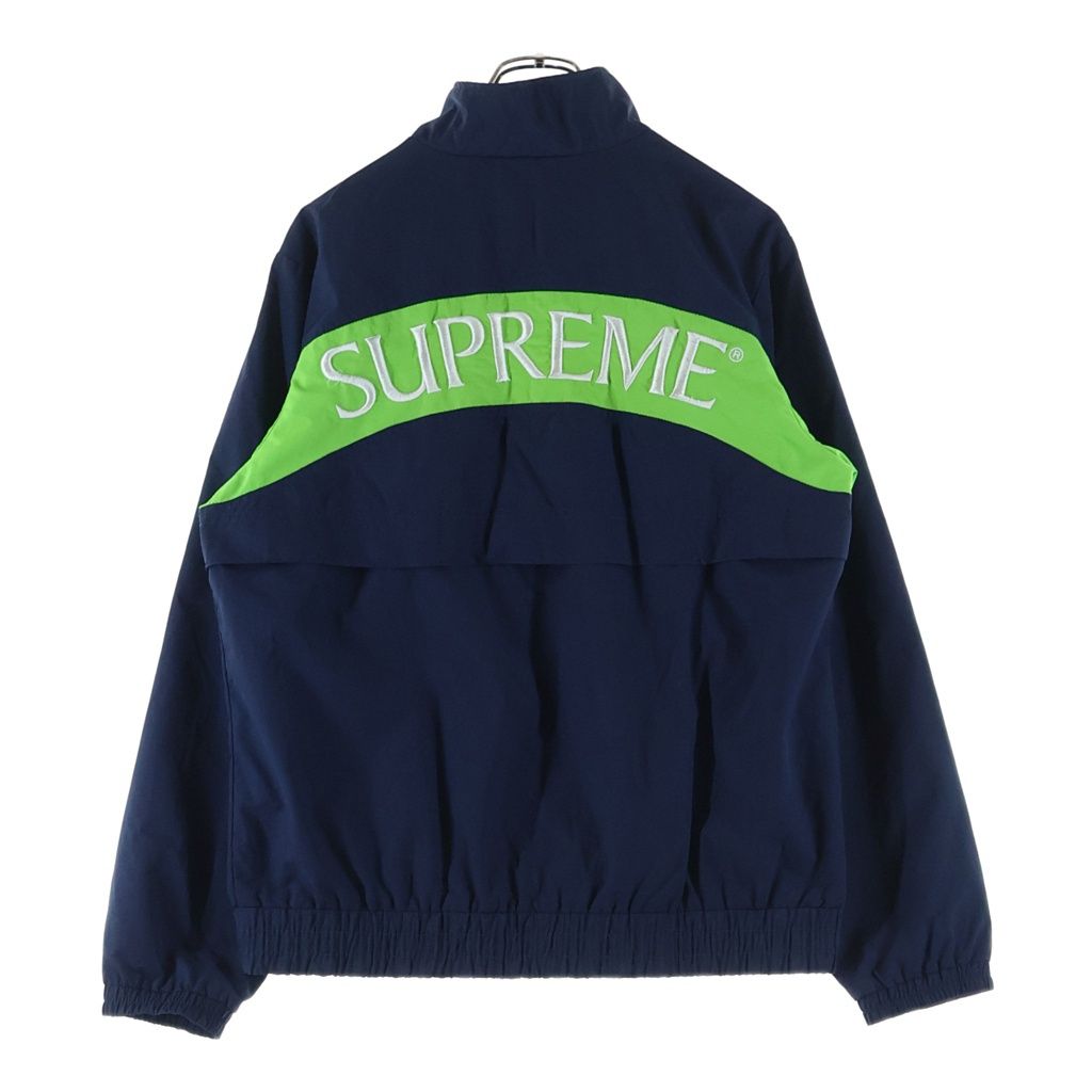 SUPREME (シュプリーム) 17AW Arc Track Jacket ロゴエンブロイダリー アークトラックナイロンジャケット ネイビー/グリーン