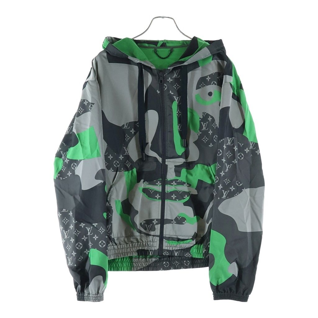 LOUIS VUITTON (ルイヴィトン) 23AW パッチワークポートレートフードブルゾン ナイロンジャケット RM232 AXE HPB73W グレー/グリーン