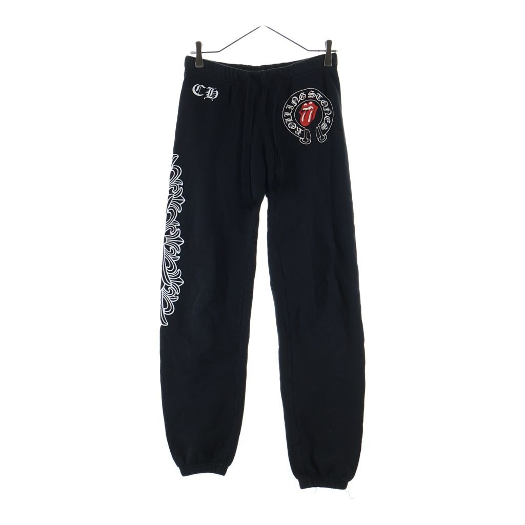 CHROME HEARTS (クロムハーツ) ×The Rolling Stones Lip And Tongue ザ ローリングストーンズ リップアンドタン フローラルクロス プリントスウェットパンツ ブラック