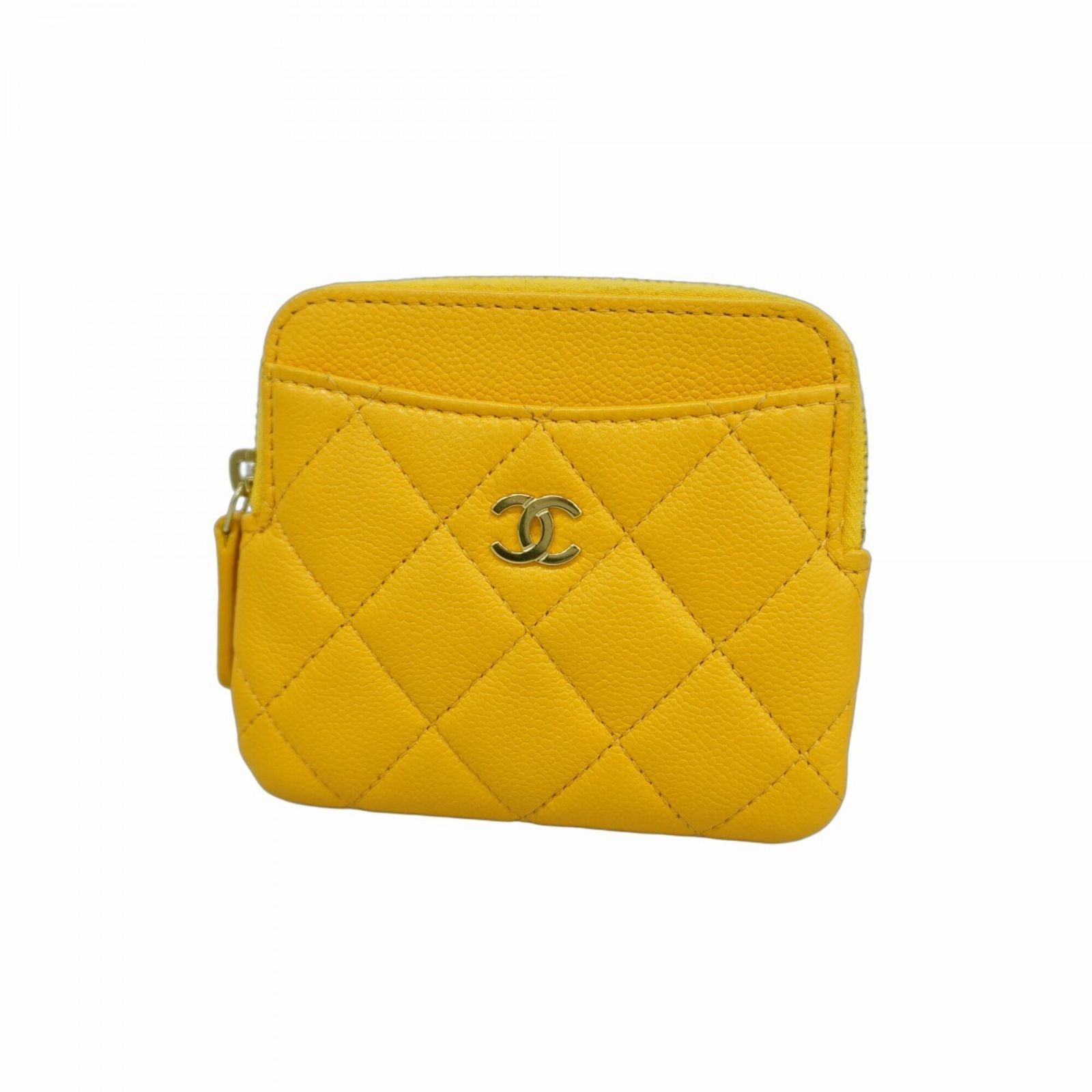 シャネル(Chanel) シャネル 財布・コインケース マトラッセ キャビアスキン イエロー シャンパンレディース