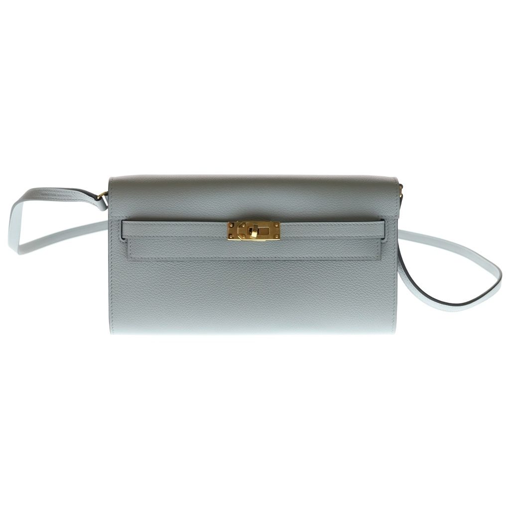 HERMES (エルメス) ケリーロングトゥーゴー グリパンタン エバーカラー ショルダーバッグ ミニバッグ ライトグレー レザー K刻印 ゴールド金具