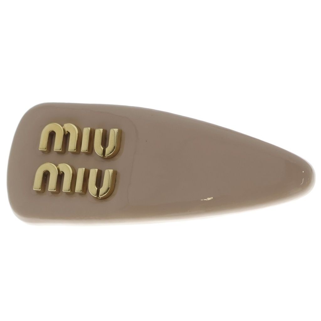 miumiu (ミュウミュウ) パテントレザーヘアクリップ ヘアピン ピンク