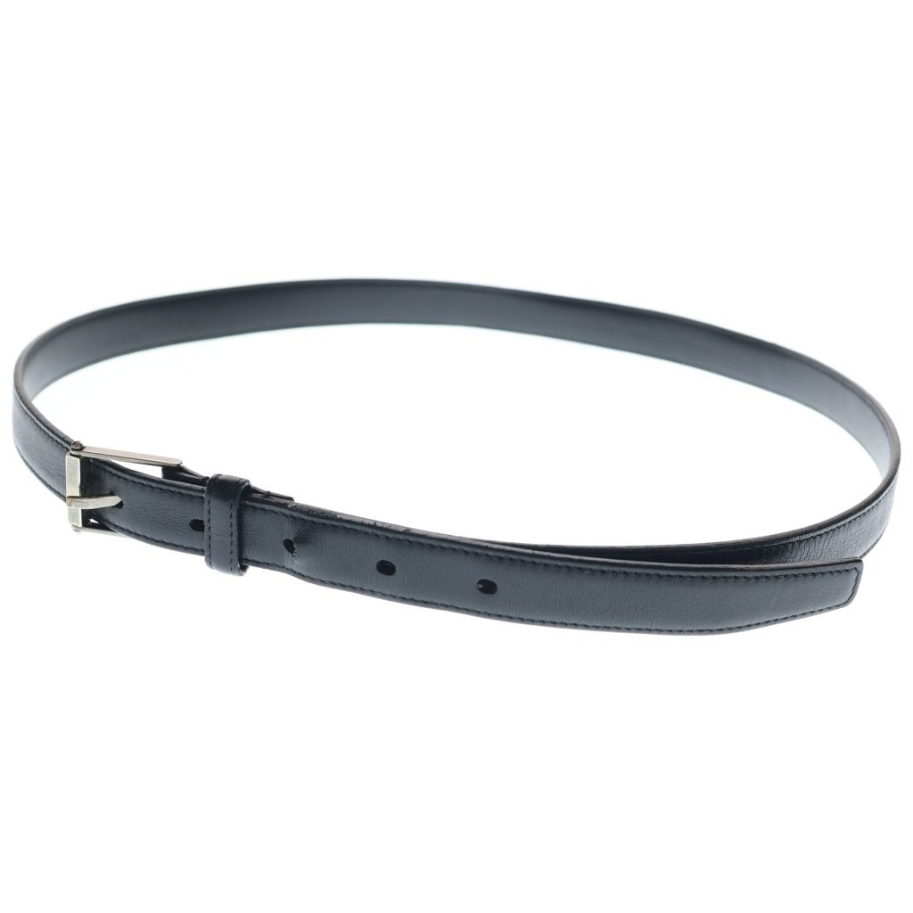 SAINT LAURENT PARIS (サンローランパリ) スクエアバックル ロゴ刻印 ブラックレザーベルト 479391