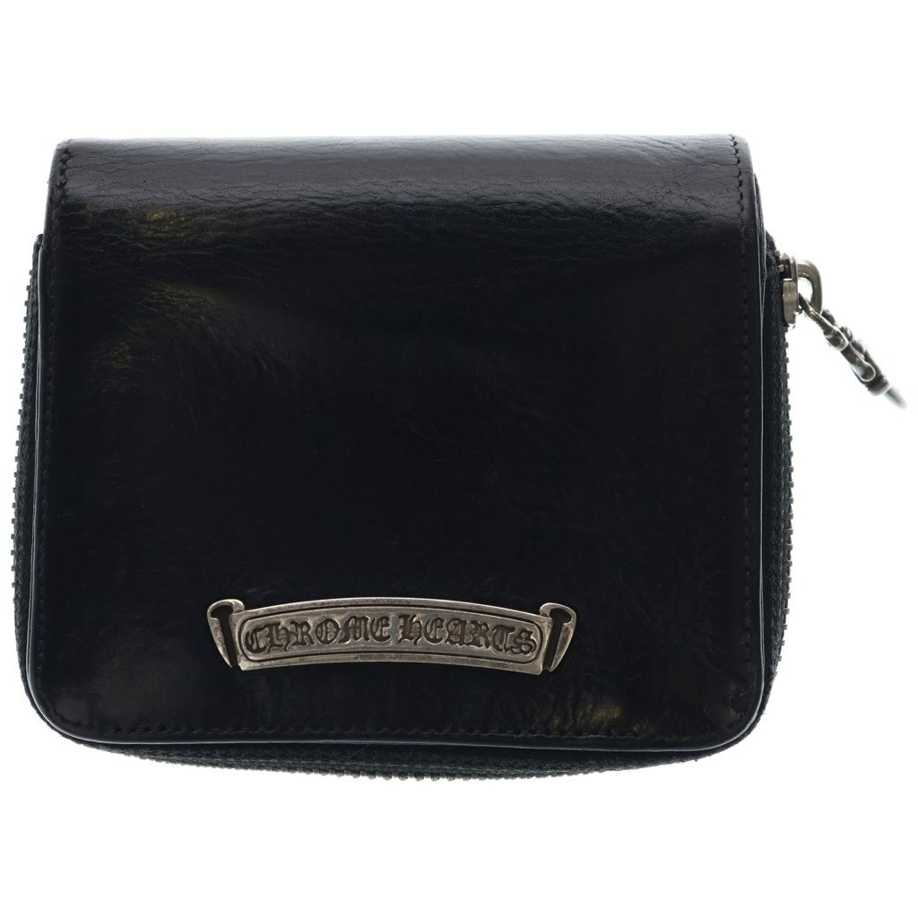 CHROME HEARTS (クロムハーツ) SQ ZIP BILL スクエアジップビル レザーウォレット 財布 ブラック