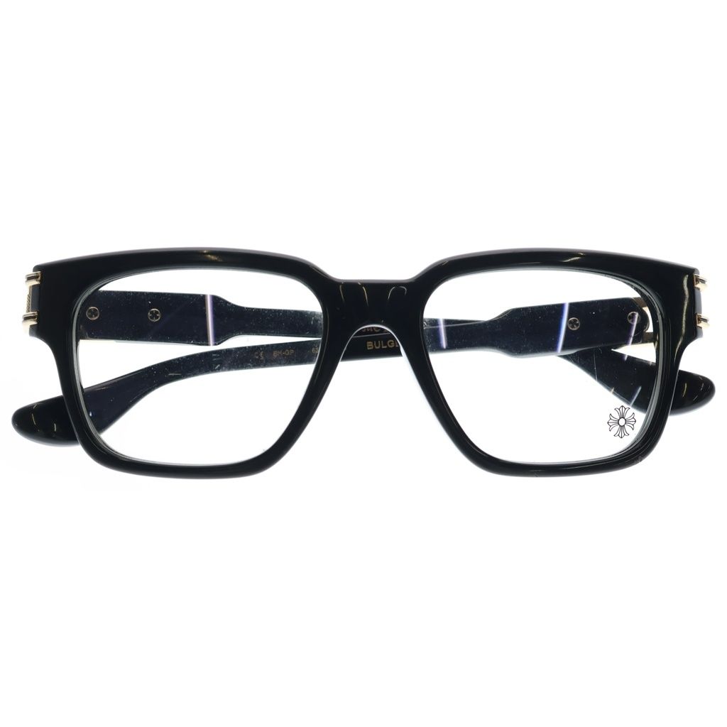 CHROME HEARTS (クロムハーツ) BULGE サイドフローラルクロス ウェリントン サングラス メガネ ブラック/ゴールド 53□20-150