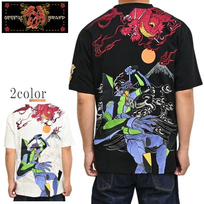 EVANGELION NISHIKI 554369-25 半袖Ｔシャツ 初号機 VS 赤龍 エヴァンゲリオン 錦 メンズ