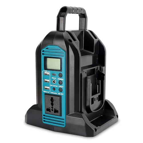 2口インバーター マキタ18Vリチウムイオンバッテリー対応 AC350W/DC/3-USB/1-type-c出力/LEDライト付き ポータブル電源 18v対応 | 車中泊 キャンプ アウトドア 防災グッズ 地震対策 停電時に非常用電源 【バッ 6e3e701a
