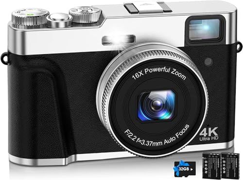 4K デジタルカメラ オートフォーカス デジカメ 4800万画素 Vlogカメラ 手振れ補正 光学ファインダー モードダイヤル 16倍ズーム LEDライト デジタル一眼レフ コンパクト ホットシュー 外部マイク/フラッシュ対応可 32GBカー 215acb9d