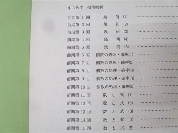 鉄緑会 中2 数学基礎講座I/問題集 第1/2部 テキスト通年セット 2013 計4冊 036M0D