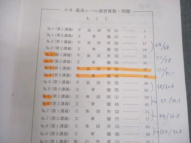 本 希学園 小6 最高レベル演習 第1～3分冊 問題/解答編 難関