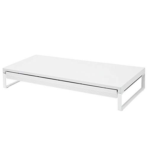 リヒトラブ パソコン台 モニター台 机上台 白 幅59×奥行25×高さ10cm 引出し付 耐荷重15kg A7338-0as 9fbe1a63