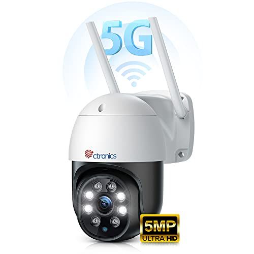 【最新5GWi-Fi・5MP?】Ctronics 防犯カメラ ワイヤレス 屋外 自動追尾 24時間録画 監視カメラ スマホ/PC遠隔操作 NAS/FTP/ONVIF/NVR 夜間カラー プリセット機能 ヒューマン検知 強化5DBiアンテナ 双 f2437336