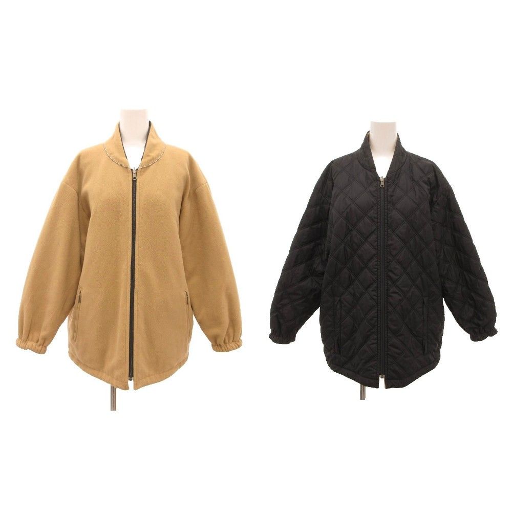 バーバリー ロンドン BURBERRY LONDON リバーシブル キルティングジャケット フリース ブルゾン M 黒 ブラック ベージュ /JS ■IBO91