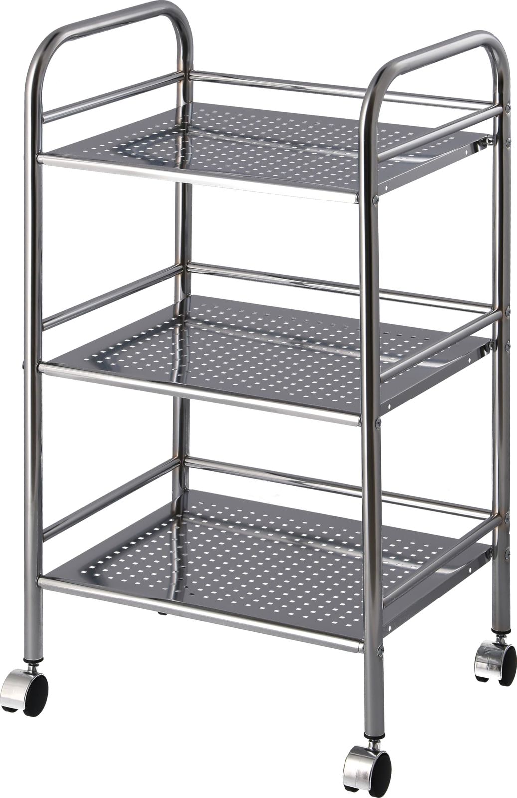 不二貿易 キッチンワゴン ラック 3段 幅40×奥行32×高さ74.5cm シルバー キッチン収納 スチール キャスター付き 組立商品 93397★ 56bbb499