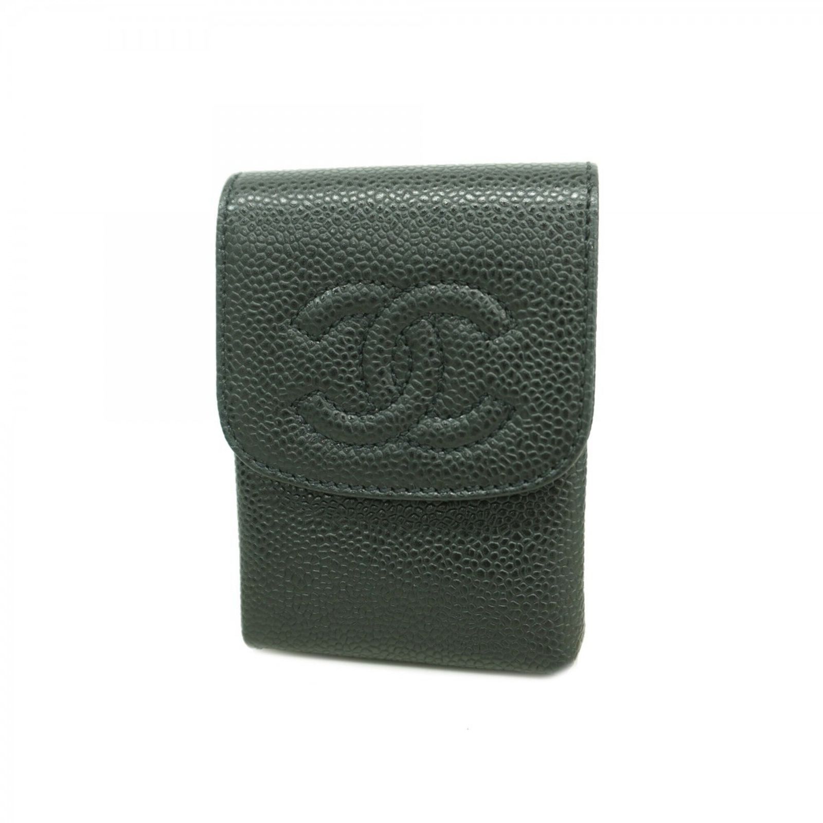 シャネル(Chanel) シャネル シガレットケース キャビアスキン ブラック シャンパンメンズ レディース