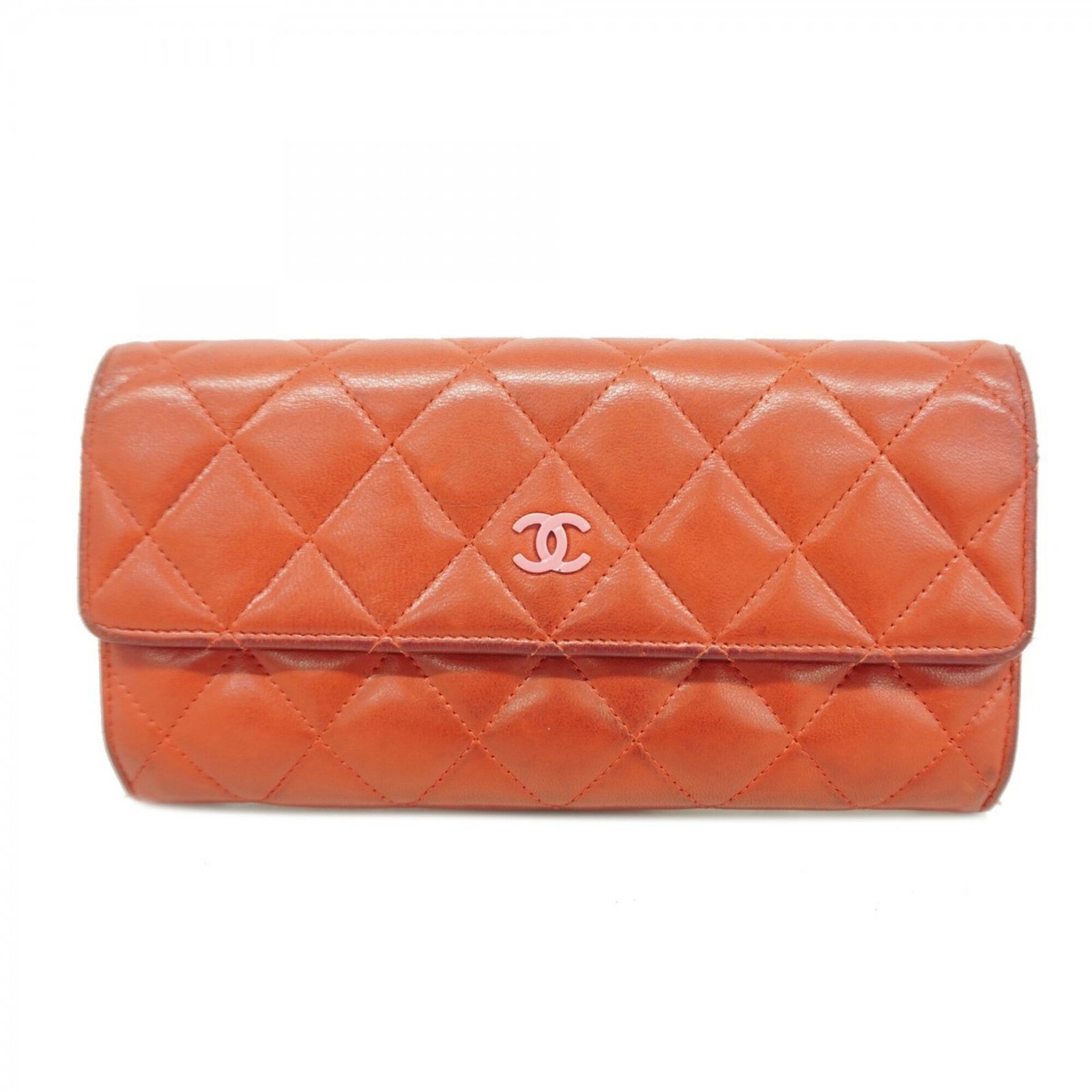 シャネル(Chanel) シャネル 長財布 マトラッセ ラムスキン レッド