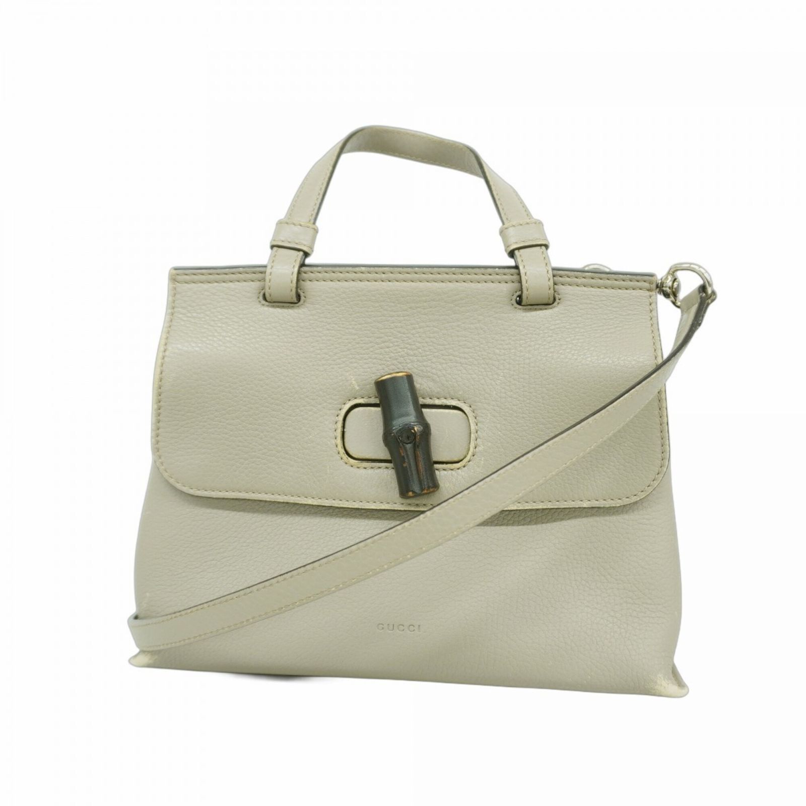 グッチ(Gucci) グッチ ハンドバッグ バンブー デイリー 370831 レザー グレー 2wayバッグレディース