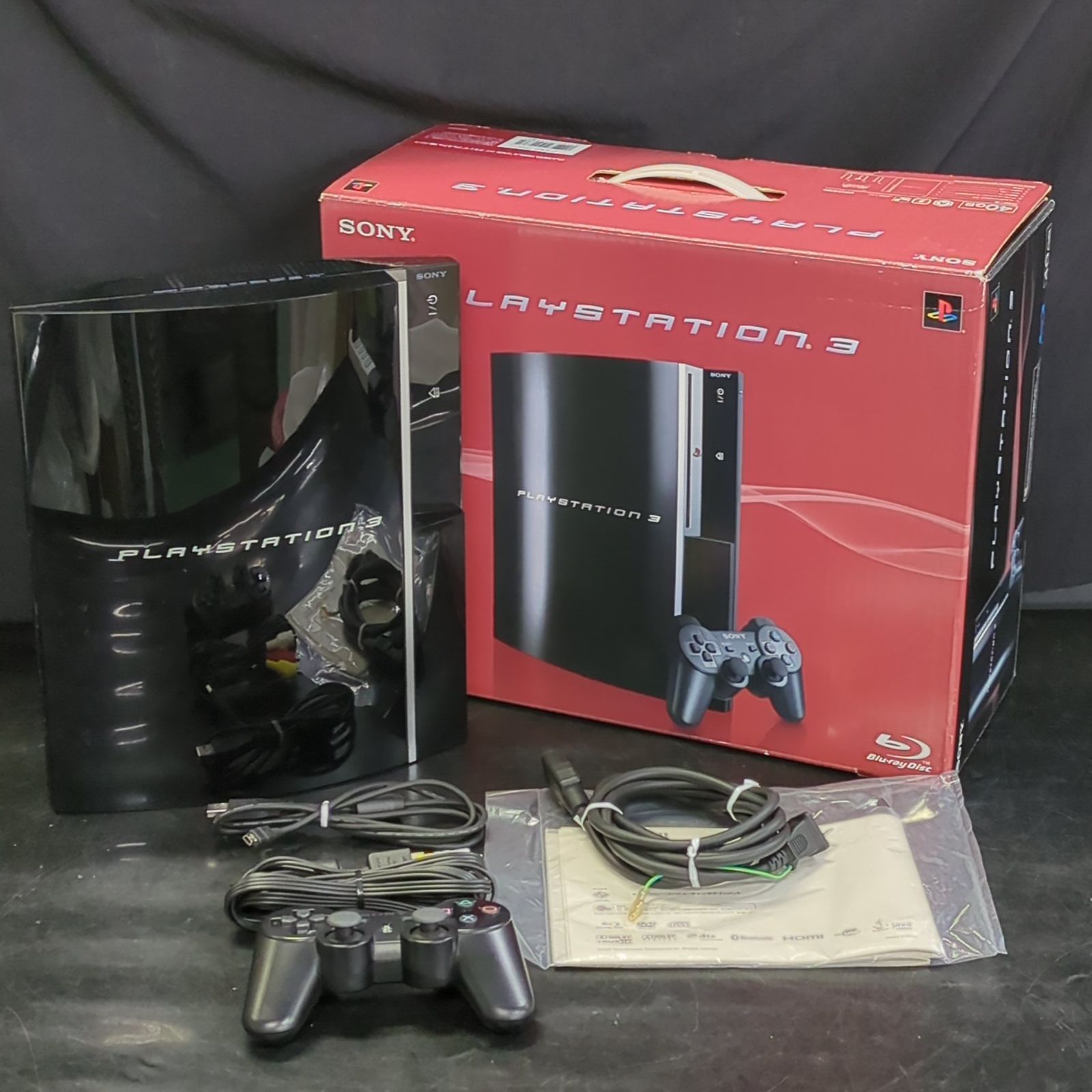 D14640】ジャンク PS3本体 40GB CECHH00 クリアブラック 箱、取説付き