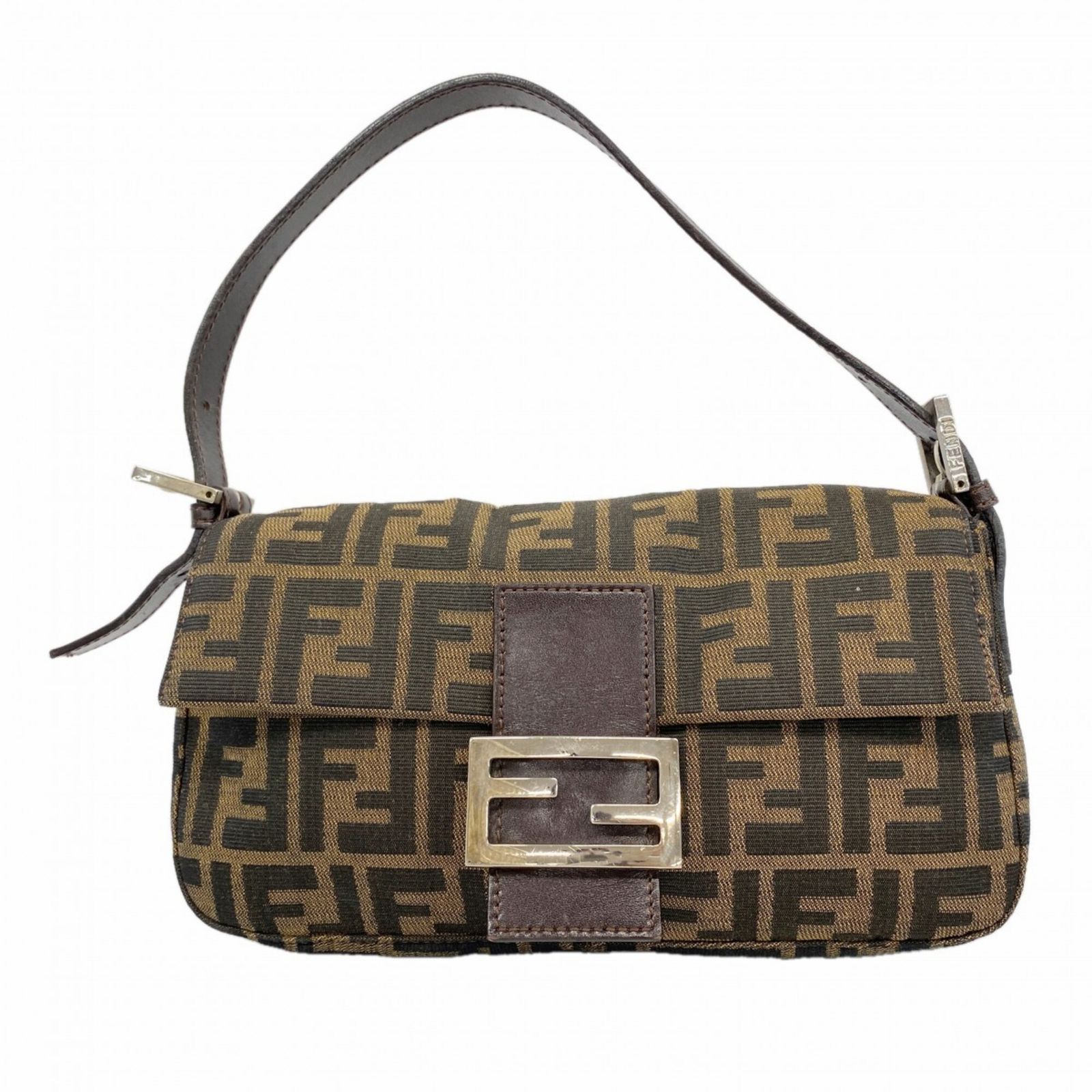 フェンディ(Fendi) フェンディ ハンドバッグ ズッカ マンマバケット ナイロンキャンバス ブラウン レディース