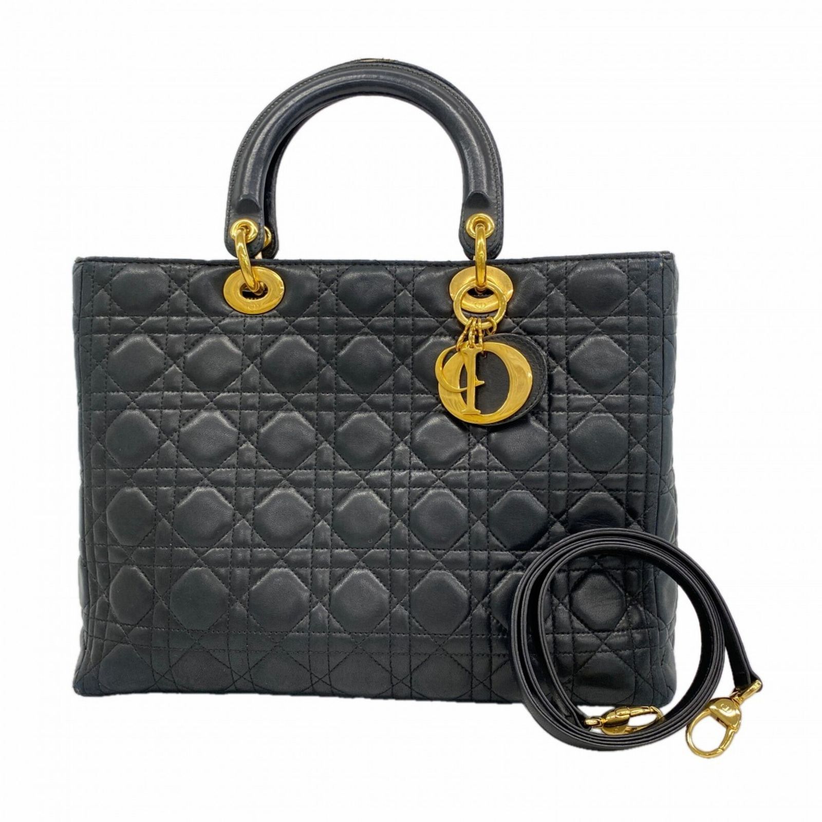 クリスチャン・ディオール(Christian Dior) クリスチャンディオール ハンドバッグ カナージュ レディディオール レザー ブラック 2wayバッグレディース