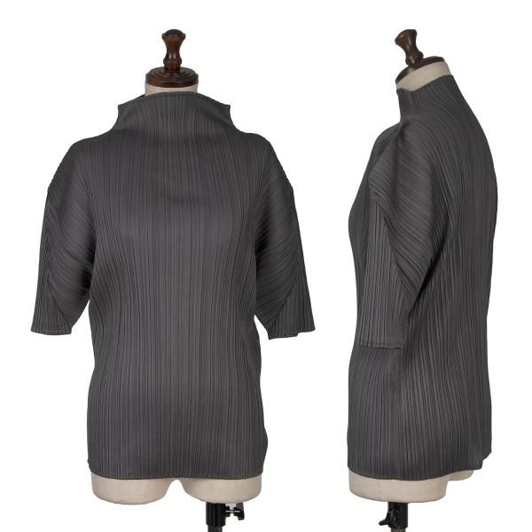 プリーツプリーズPLEATS PLEASE プリーツハイネックTシャツ グレー3