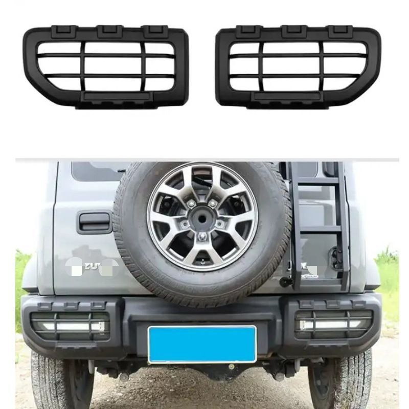 送料無料 スズキ ジムニーシエラ Jimny Sierra JB64 JB74 3ドア 5ドア対応 テールライトカバー リアライトカバー ABS製 左右セット ブラック系 外装パーツ 傷防止 保護カバー ドレスアップ 引き締め感 カスタム感アップ