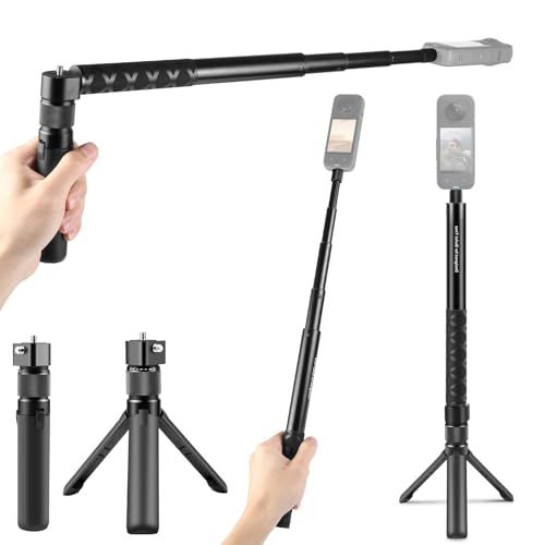 PULUZ Insta 360/DJI Osmo 360 Rotating Handle+117cm Invisible Selfie Stick Kit Insta 360 X5 Bullet Time Handle Selfie Stick Monopod & Tripod Stand with 1/4 Screws for Insta 360 X4 Rotating Handle Accessory d2f4e039