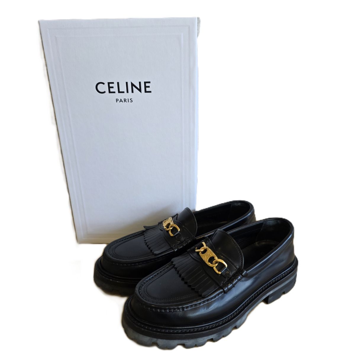 CELINE セリーヌ トリオンフ チェーン付き マーガレット フリンジ 24cm 