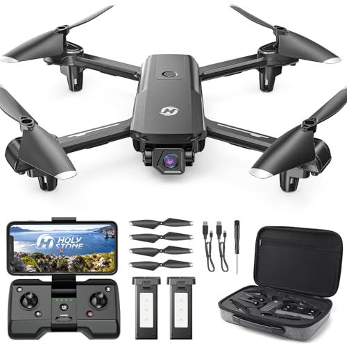 【新品】ドローン カメラ付き 100g未満 屋外 小型 GPS搭載 申請不要 1080Pカメラ 収納ケース付き バッテリー2個 28分飛行時間 自動帰還 フォローミーモード ウェイポイントモード HS155 黒 7cbcbe44