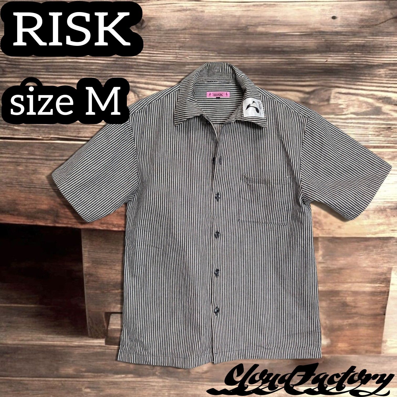 RISK ヴィンテージ デニムワークシャツ size M ブラックヒッコリー 