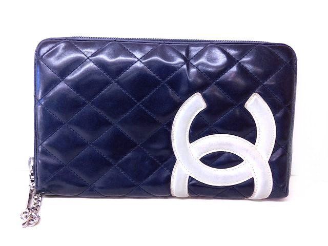 シャネル カンボンライン 長財布 ■ 10番台 ラムスキン ブラック マトラッセ ココマーク レディース ラウンドファスナー CHANEL □8E