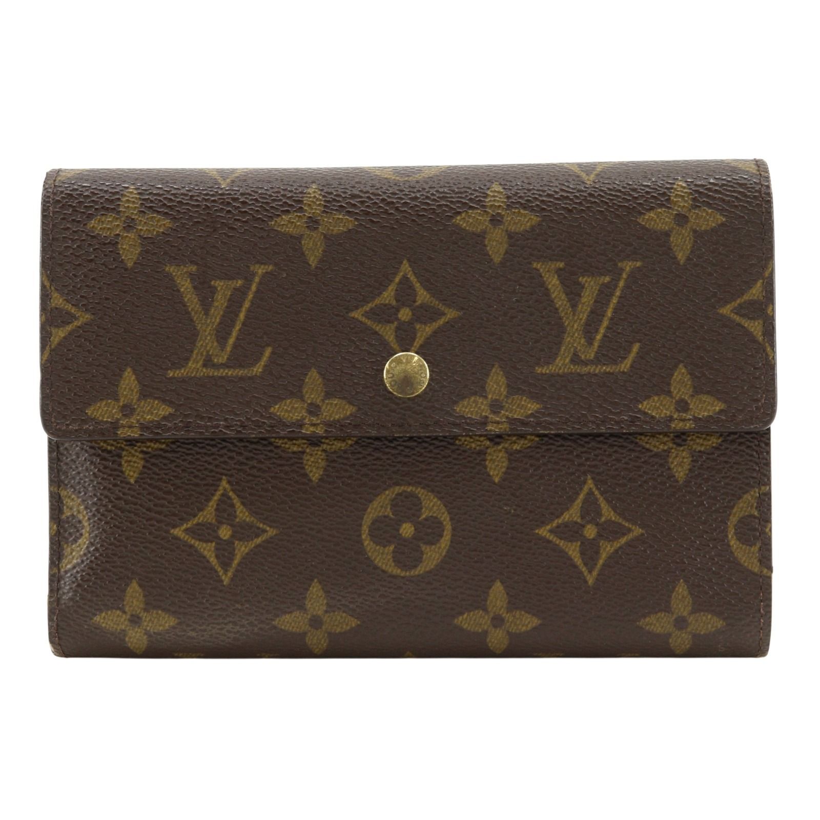 【LOUIS VUITTON】ルイ・ヴィトン ポルトトレゾール・エテュイ・パピエ M61202 モノグラムキャンバス 茶 MB0012 ユニセックス 三つ折り財布