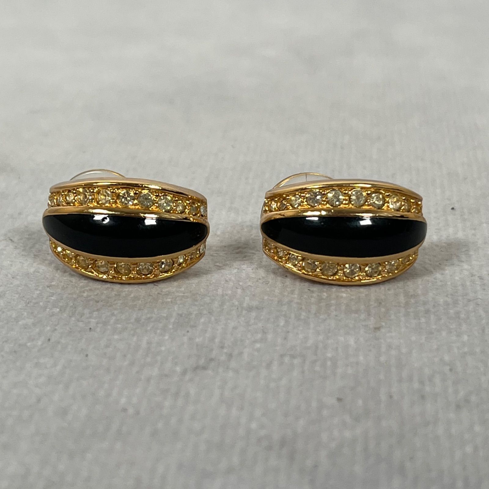 【管2605-154】Christian Dior クリスチャンディオール ピアス ゴールド ブラック カラー レディース アクセサリー 現状渡し