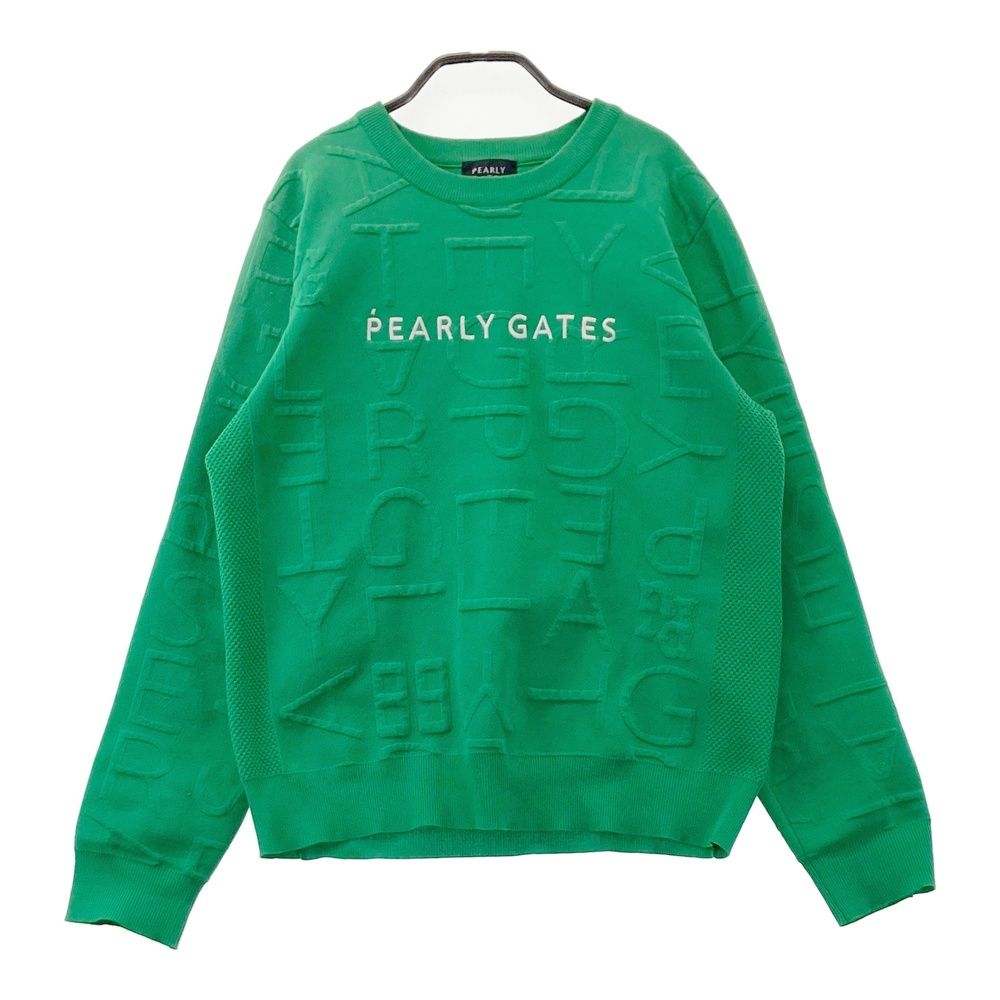 サイズ：2 PEARLY GATES パーリーゲイツ 2025年モデル 長袖ニットセーター ロゴ柄 グリーン系 [240101697562] ゴルフウェア レディース ストスト