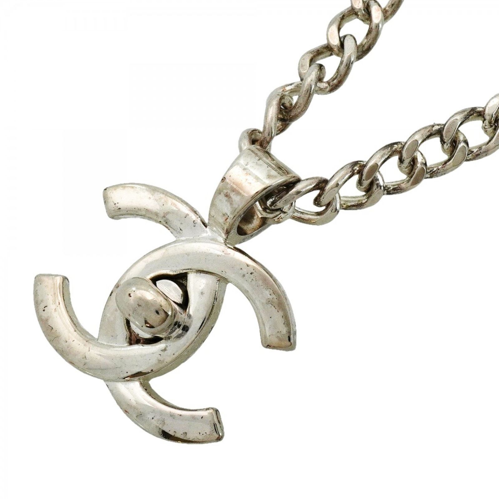 シャネル(Chanel) シャネル ネックレス ココマーク ターンロック メタル シルバーメンズ レディース