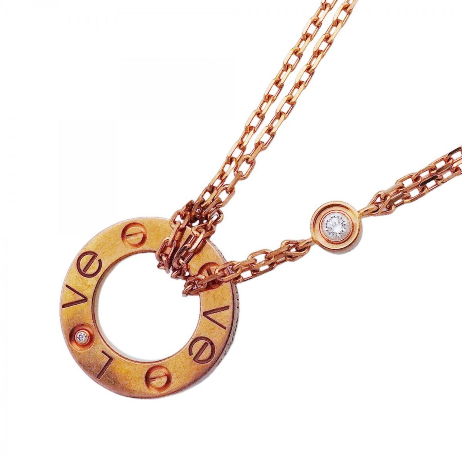 カルティエ(Cartier) カルティエ ネックレス ラブサークル 1PD 18KPG ピンクゴールド ダイヤモンドレディース