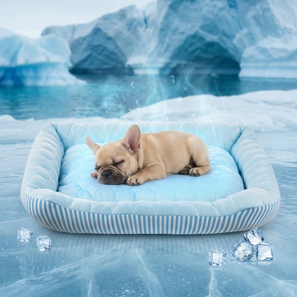 猫 ベッド 犬 ベッド ひんやり ペット ソファー ひんやり 夏用 スクエア型 クールごろ寝マット 洗える 暑さ対策 アイスシルク生地 小中大型犬用 クッション ペット マット ベッド 犬猫兼用 熱中症防 吸熱素材 ブルー 63CM*50CM ca92a1c1