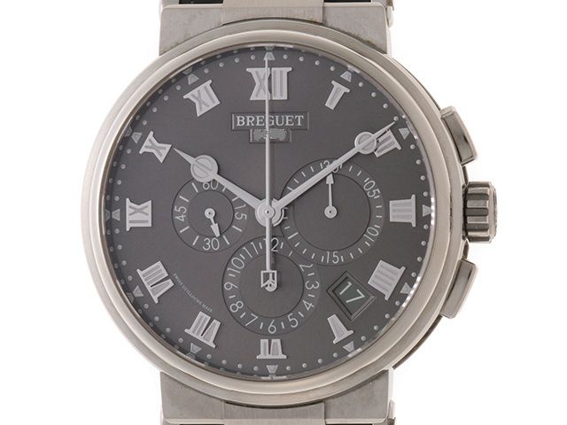 Breguet ブレゲ マリーン クロノグラフ 5527TI/G2/5WV 腕時計 チタン/ラバー スレート文字盤 自動巻き メンズ【中古】472