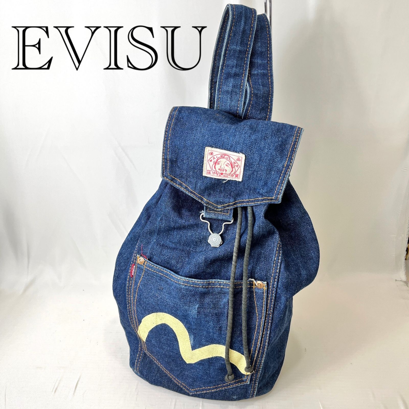 EVISU デニムリュック　バッグ　ナップサック EVISU エヴィス 大カモメ デニム リュックサック 巾着型 バッグ 鞄