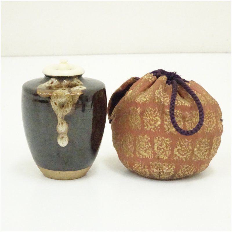 肩衝茶入（仕覆付） 茶入れ 茶道 茶道具 おしゃれ 道具 濃茶 抹茶 骨董