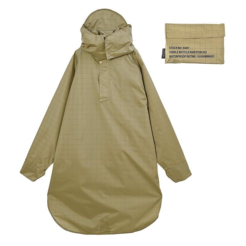 【新品】 [キウ] ビジブルバイシクルレインポンチョ VISIBLE BICYCLE RAIN PONCHO 防水 撥水 はっ水 耐水 雨対策 台風 梅雨 レインコート スリーブポンチョ アノラック 雨具 袖付き 収納袋 ポケット おしゃれ かっこいい 通勤