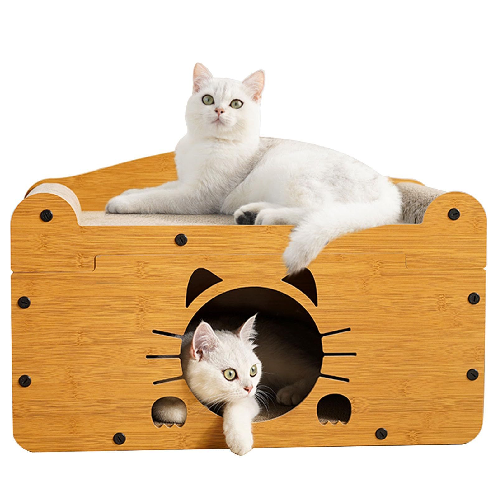 大型 猫 爪研ぎ 段ボール、キャットハウス、キャットソファ 3-in-1多機能 木製 大きいサイズの二重層 猫 爪とぎ 猫 ダンボール 耐久性 高密度 四季対応 家具傷防止 運動不足改善 ストレス解消 両面使用可能 猫 おもちゃ,56×29× 04df216f