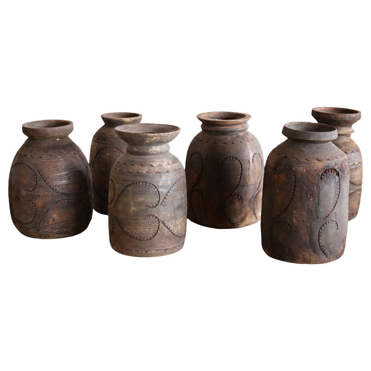 ヴィンテージ 花瓶 フラワーベース フラワーポット カービング 大きい 小物入れ プリミティブ primitive 木製 インテリア 一点もの 店舗什器 アンティーク ビンテージ インテリア 雑貨 シャビーシック ブラウン ベージュ 古道具